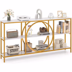 À propos de cet article 【Élégance intemporelle】 Sublimez votre espace avec notre table console élégante, dotée d'un cadre en  ...