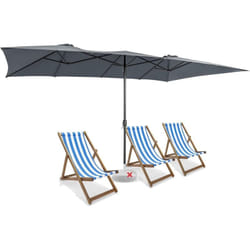 Costway - Parasol de Jardin Extérieur 426 x 260 cm xxl, Parasol Terrasse à 10 côtes Cadre Métal Poignée Manivelle Sommet Ventilé, Grand Parasol