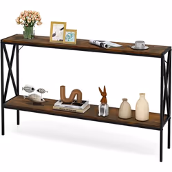 À propos de cet article 【Console Étroite:】Avec une cadre en lignes épurées, COSTWAY table console à deux étagères 120cm de lo ...