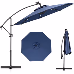 " À propos de cet article 【Éclairage LED solaire économique】Ce parasol déporté est équipé de 32 perles lumineuses sur les ner ...