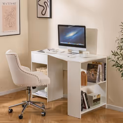 À propos de cet article 【Design pratique en L】Ce bureau exécutif dispose d'un plan de travail en forme de L de 120 x 60 cm, v ...