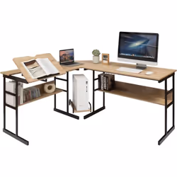 À propos de cet article Livré en 2 boîtes 【Design en angle 'L'】Ce bureau s'adapte parfaitement aux coins de votre espace de t ...