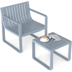 Costway - Salon de Jardin 2 Pièces avec Table Basse Carrée, Ensemble de Mobilier de Patio en pp Résistante aux Intempéries, Ensemble de Table et