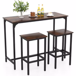 Description : Notre ensemble de table de bar 3 pièces comprend une table à manger rectangulaire haute et 2 tabourets, parfait ...