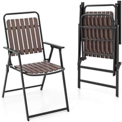 Costway - Lot de 2 Chaises Pliantes, Chaises de Jardin Exterieur, Siège et Dossier en pp Amovible, Cadre en Métal, Fauteuil Pliant pour Jardin