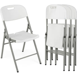 Costway - Lot de 4 Chaises Pliantes en hdpe, Chaise de Jardin Exterieur, Charge 160 kg, Poignée de Transport, Cadre en Métal, Chaise Empilable pour