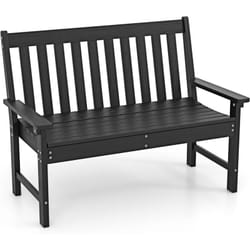 Costway - Banc de Jardin Exterieur en hdpe, Banc Extérieur Jardin 2 Places avec Dossier et Accoudoirs, Charge 320 kg, pour Parc, Cour, Plage,