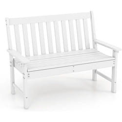 COSTWAY Banc de Jardin Exterieur en HDPE, Banc Extérieur Jardin 2 Places avec Dossier et Accoudoirs, Charge 320 KG, pour Parc, Cour, Plage,