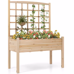 Description : Élevez votre expérience de jardinage ! Notre jardin surélevé en bois avec treillis intégré mesure 119 x 60 x 16 ...