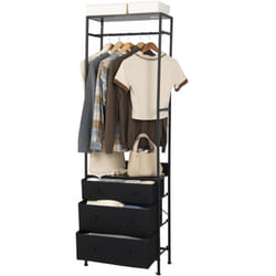 Costway - Portant à Vêtements avec Tiroirs, Commode et Penderie Autoportante, Tringle de Suspension à 3 Positions, pour l'Entrée, Vestiaire, Noir
