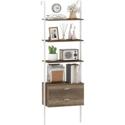 Costway - Bibliothèque Étagère à 6 Niveaux avec 2 Tiroirs, 184 cm de Haut, Étagère Murale avec Cadre en Métal, Meuble de Rangement Moderne Ouvert,