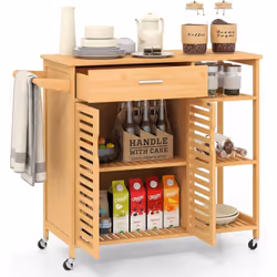 À propos de cet article 【Structure en Bambou Premium】Principalement fabriqué en bambou, ce chariot de cuisine bénéficie d'une ...