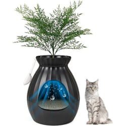 Costway - Bac Litiere pour Chat xxl avec Désodorisation Ionique, Grande Caisse Chat Litiere 63L avec Plante Artificielle Verte,Noir