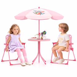 ---------Ensemble de Pique-Nique 4 Pièces : Notre ensemble de table d'extérieur pour enfants comprend un parasol et 2 chaises ...