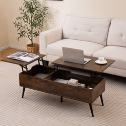 ---------Conception relevable pratique : Une fois surélevé, le plateau de la table basse peut être étendu jusqu'à une hauteur ...