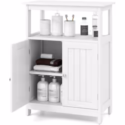 ------Options de Rangement Multiples : Avec son large dessus, son compartiment ouvert et ses 2 portes, cette armoire de sol o ...