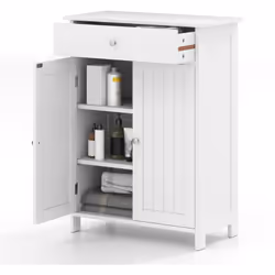 ---------Options de Rangement Multiples : Avec son large dessus, son grand tiroir et ses 2 étagères, cette armoire de sol à 2 ...