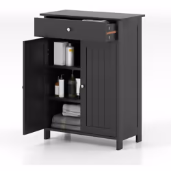 ---------Options de Rangement Multiples : Avec son large dessus, son grand tiroir et ses 2 étagères, cette armoire de sol à 2 ...