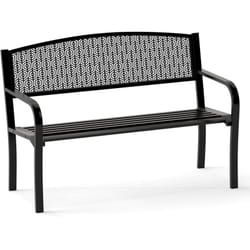 Costway - 128 cm Banc de Patio en Métal pour 2-3 Personnes avec Accoudoirs Courbés et Dossier Classique, Siège de Style Parc,Noir