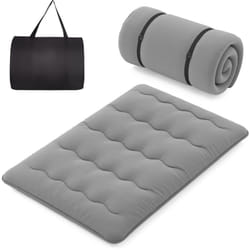 Costway - Matelas Futon Portable Pliable, Matelas Futon Japonais 140 x 200 cm, Housse Lavable,d'Invités(Gris)