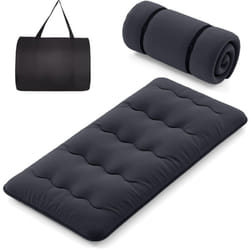 Costway - Matelas Futon Portable Pliable, Matelas Futon Japonais 90 x 200 cm, Housse Lavable,d'Invités (Noir)