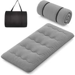 Costway - Matelas Futon Portable Pliable, Matelas Futon Japonais 90 x 200 cm, Housse Lavable,d'Invités (Gris)