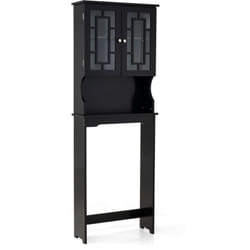Costway - Etagère de Salle de Bain, Meuble Dessus Toilette WC/Machine à Laver, avec Armoire à 2 Etagères avec 2 Portes et Etagère Ouverte, Noir