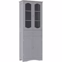 À propos de cet article 【Portes en Verre Transparent】Cette armoire haute dotée de 2 portes en verre trempé peut améliorer la  ...