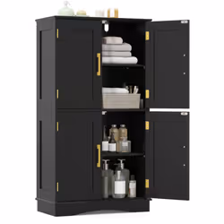 -------Solution de rangement polyvalente : Dotée de 4 portes et de 2 étagères amovibles et réglables, cette armoire garde-man ...