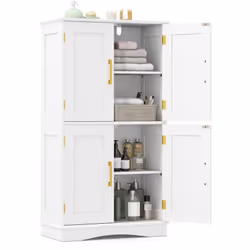 -------Solution de rangement polyvalente : Dotée de 4 portes et de 2 étagères amovibles et réglables, cette armoire garde-man ...