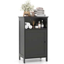 Costway - Meuble de Salle de Bain avec Porte, Meuble de Rangement avec Compartiment Ouvert, Placard Étagère Réglable, 30 x 40 x 70 cm (Noir)