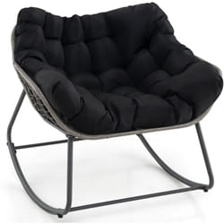 Costway - Fauteuil à Bascule d'Extérieur, Fauteuil Œuf Surdimensionné en Osier pe avec Coussin Épais Amovible, 98 x 98 x 87 cm, Charge 150 kg, Noir