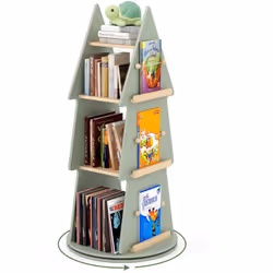 ---------Espace de Rangement Spacieux et Bien Organisé : Cette bibliothèque rotative pour enfants est dotée de 4 étagères de  ...