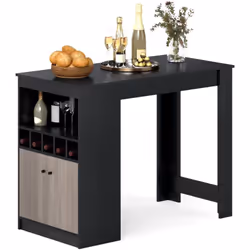 -------Solution de rangement pratique : Dotée d’un meuble fermé, notre table de bar permet de ranger votre vaisselle et vos e ...