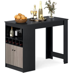 Costway - Table de Bar avec Compartiments Ouverts, Armoire de Rangement et Etagère Réglable, Table à Manger de Hauteur Comptoir, 120 x 60 x 91,5 cm