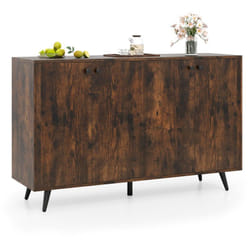 Buffet Bas 4 Portes, Buffet Salon Scandinave avec Étagères Réglables en 5 Positions, Meuble Rangement Bas, 5 Pieds Robustes, Commode 127 cm, Marron