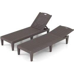 Costway - Lot de 2 Chaises Longues, Bains de Soleil d'Extérieur en pp avec Dossiers Réglables en 4 Positions, Montage Facile, Charge 160 kg, Marron