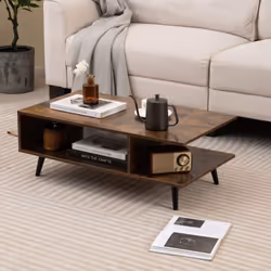 -------Espace de Rangement Spacieux : Cette table basse offre un design à 2 niveaux avec un grand plateau et une étagère ouve ...