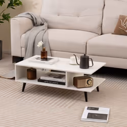 -------Espace de Rangement Spacieux : Cette table basse offre un design à 2 niveaux avec un grand plateau et une étagère ouve ...