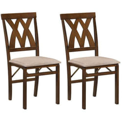 Lot de 2 Chaises de Salle à Manger Pliantes, sans Accoudoirs, Cadre en Bois de Caoutchouc, Siège Rembourré, 41 x 53 x 91 cm, Marron
