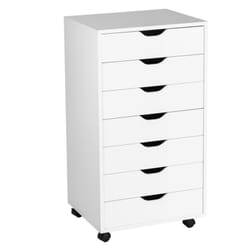 Costway - Commode à 7 Tiroirs, Armoire de Classement Latérale avec Roulettes Verrouillables, Commode Haute pour Bureau, 48 x 40 x 89 cm, Blanc