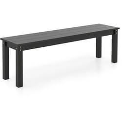 Banc de Jardin pour 2-3 Personnes, Banc d’Extérieur sans Dossier, pour Véranda, Jardin et Parc, 140 x 35 x 45 cm, Charge 340 kg, Noir