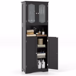 Attributs : -----Portes en Verre Givré : Cette armoire haute dotée de 2 portes en verre trempé givré peut améliorer la décora ...
