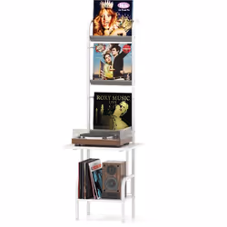 --------Rack d'Affichage pour Vinyles : Le support pour lecteur de disques dispose de 3 étagères en toile oxford résistantes  ...