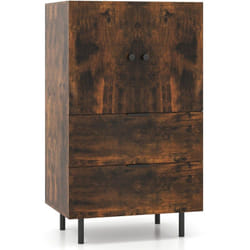 Costway - Buffet à 2 Portes avec Tiroirs et Rangement 60 x 41,5 x 102 cm , Meuble Bar sur Pied avec Pieds en Métal, Vitrine pour Salon, Cuisine,