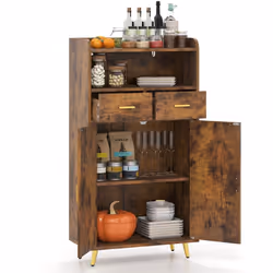 ----------【Rangement Spacieux】L'armoire salle de bain est composé d’un large plan de travail avec le garde-corps anti-chute,  ...