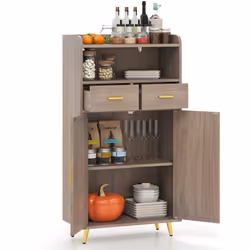 ----------【Rangement Spacieux】L'armoire salle de bain est composé d’un large plan de travail avec le garde-corps anti-chute, ...