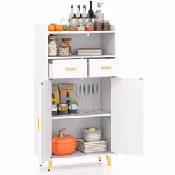 ----------【Rangement Spacieux】L'armoire salle de bain est composé d’un large plan de travail avec le garde-corps anti-chute, ...