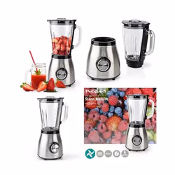 Blender - INOX - 800W - 15L - 2 Vitesses - Bol en Verre Transparent