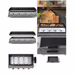 Plancha électrique - INOX - 4 brûleurs - 10 kW - Plaque amovible 76x36 cm - Allumage automatique